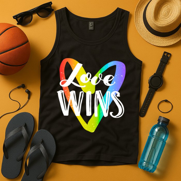Love Wins LGBT Rainbow Heart Tank Top