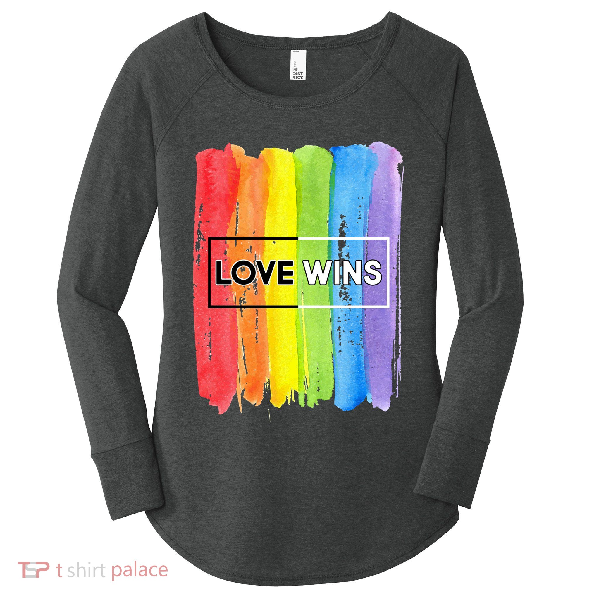 Love Wins LGBT Support Gay Pride Women's Perfect Tri Tunic Long Sleeve Shirt