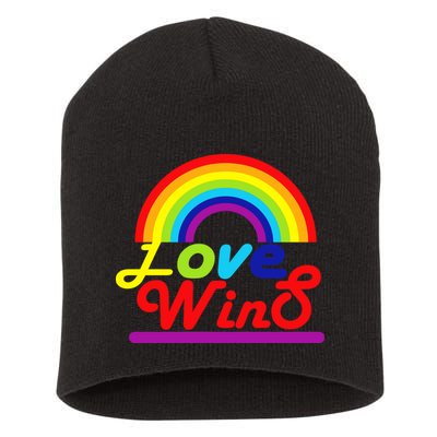 Love Wins Rainbow Short Acrylic Beanie