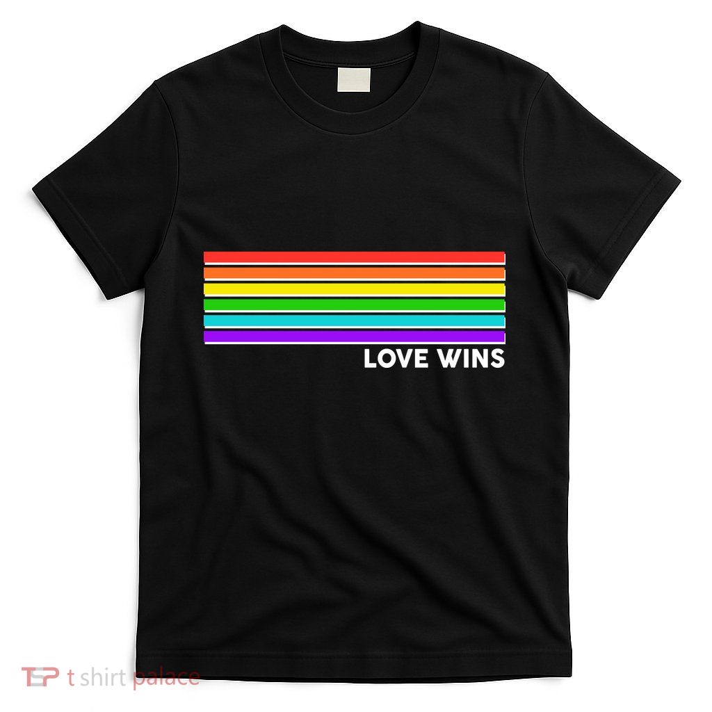 Love Wins Rainbow Stripes Thin Lines T-Shirt