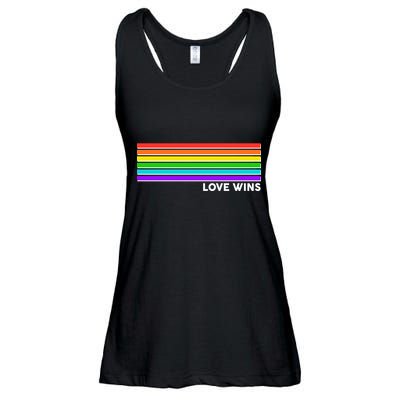 Love Wins Rainbow Stripes Thin Lines Ladies Essential Flowy Tank