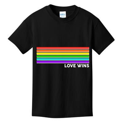 Love Wins Rainbow Stripes Thin Lines Kids T-Shirt