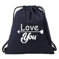 Love You Arrow Heart Drawstring Bag