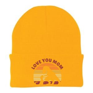 Love You Mom Dinosaur Knit Cap Winter Beanie