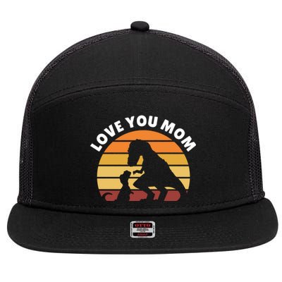 Love You Mom Dinosaur 7 Panel Mesh Trucker Snapback Hat