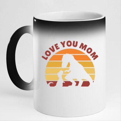 Love You Mom Dinosaur 11oz Black Color Changing Mug