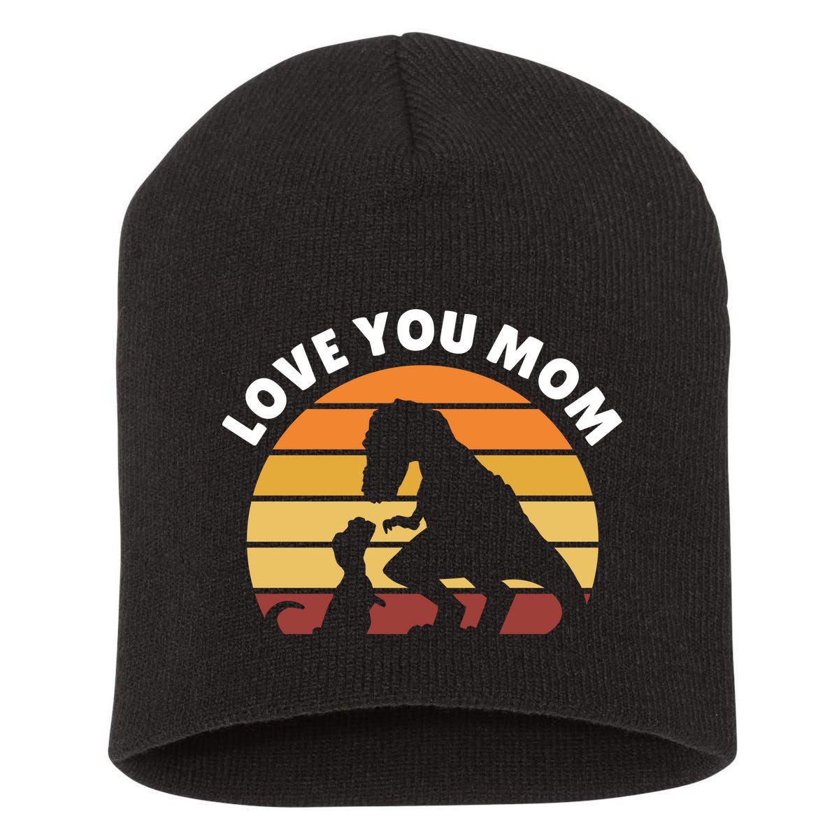 Love You Mom Dinosaur Short Acrylic Beanie
