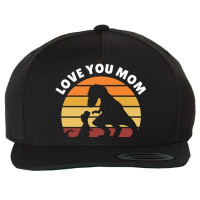 Love You Mom Dinosaur Wool Snapback Cap