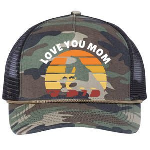 Love You Mom Dinosaur Retro Rope Trucker Hat Cap