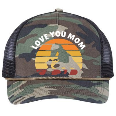 Love You Mom Dinosaur Retro Rope Trucker Hat Cap