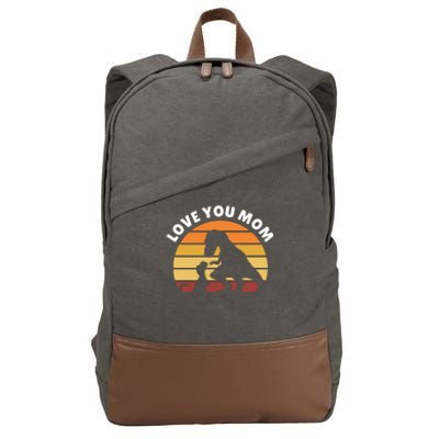 Love You Mom Dinosaur Cotton Canvas Backpack