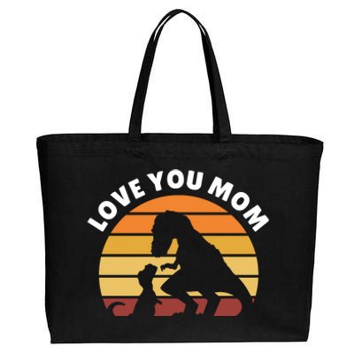 Love You Mom Dinosaur Cotton Canvas Jumbo Tote