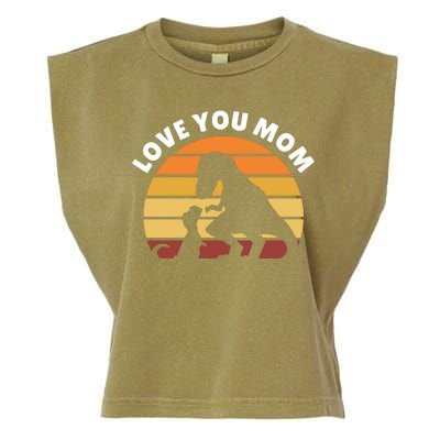 Love You Mom Dinosaur Garment-Dyed Women's Muscle Tee