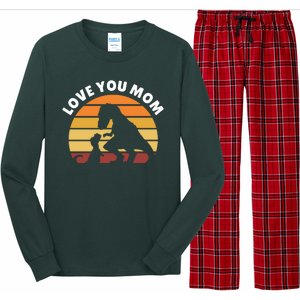 Love You Mom Dinosaur Long Sleeve Pajama Set