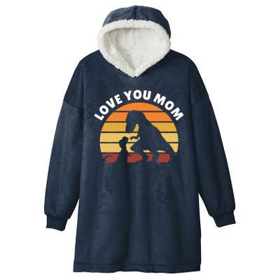 Love You Mom Dinosaur Hooded Wearable Blanket