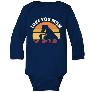 Love You Mom Dinosaur Baby Long Sleeve Bodysuit