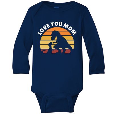 Love You Mom Dinosaur Baby Long Sleeve Bodysuit