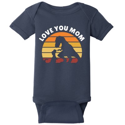 Love You Mom Dinosaur Baby Bodysuit