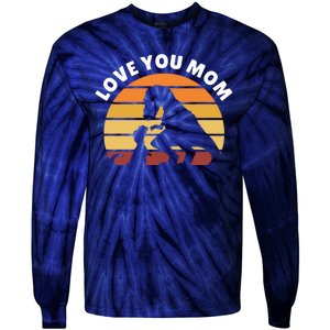 Love You Mom Dinosaur Tie-Dye Long Sleeve Shirt