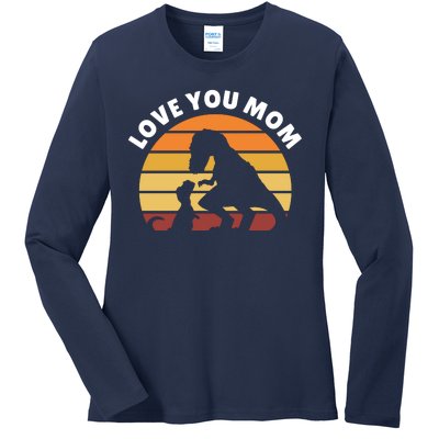 Love You Mom Dinosaur Ladies Long Sleeve Shirt