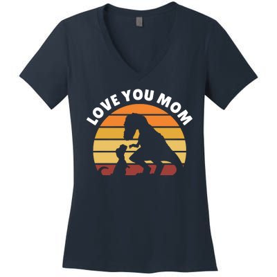 Love You Mom Dinosaur Women's V-Neck T-Shirt