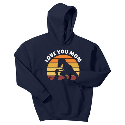 Love You Mom Dinosaur Kids Hoodie