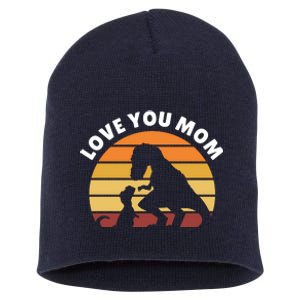 Love You Mom Dinosaur Short Acrylic Beanie