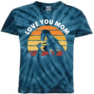 Love You Mom Dinosaur Kids Tie-Dye T-Shirt