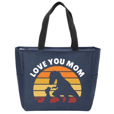 Love You Mom Dinosaur Zip Tote Bag