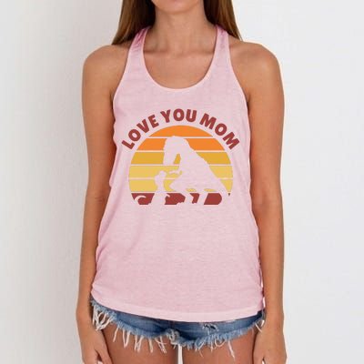 Love You Mom Dinosaur Women's Knotted Racerback Tank