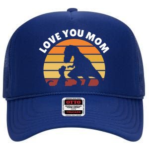 Love You Mom Dinosaur High Crown Mesh Back Trucker Hat