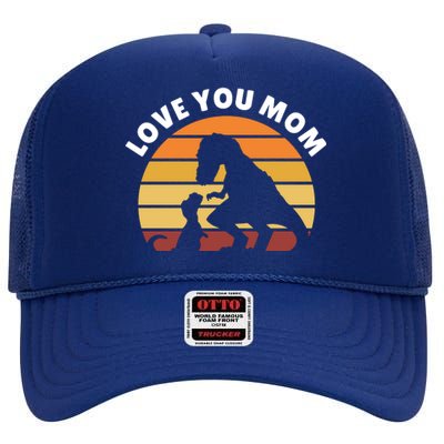 Love You Mom Dinosaur High Crown Mesh Back Trucker Hat