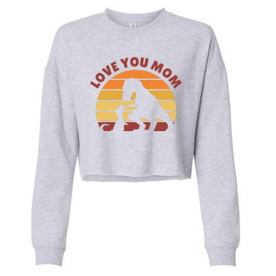 Love You Mom Dinosaur Cropped Pullover Crew