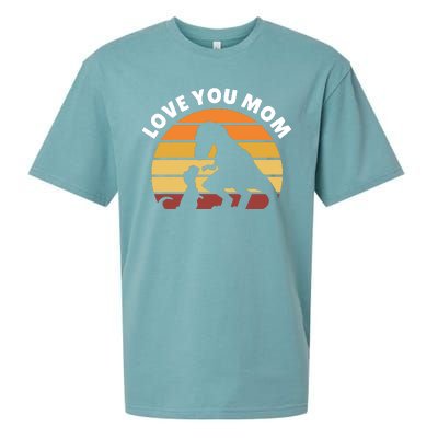 Love You Mom Dinosaur Sueded Cloud Jersey T-Shirt