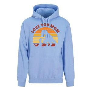 Love You Mom Dinosaur Unisex Surf Hoodie