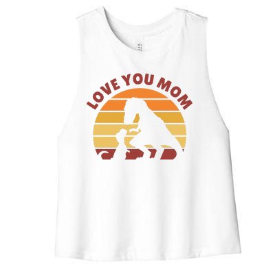 Love You Mom Dinosaur Women's Racerback Cropped Tank