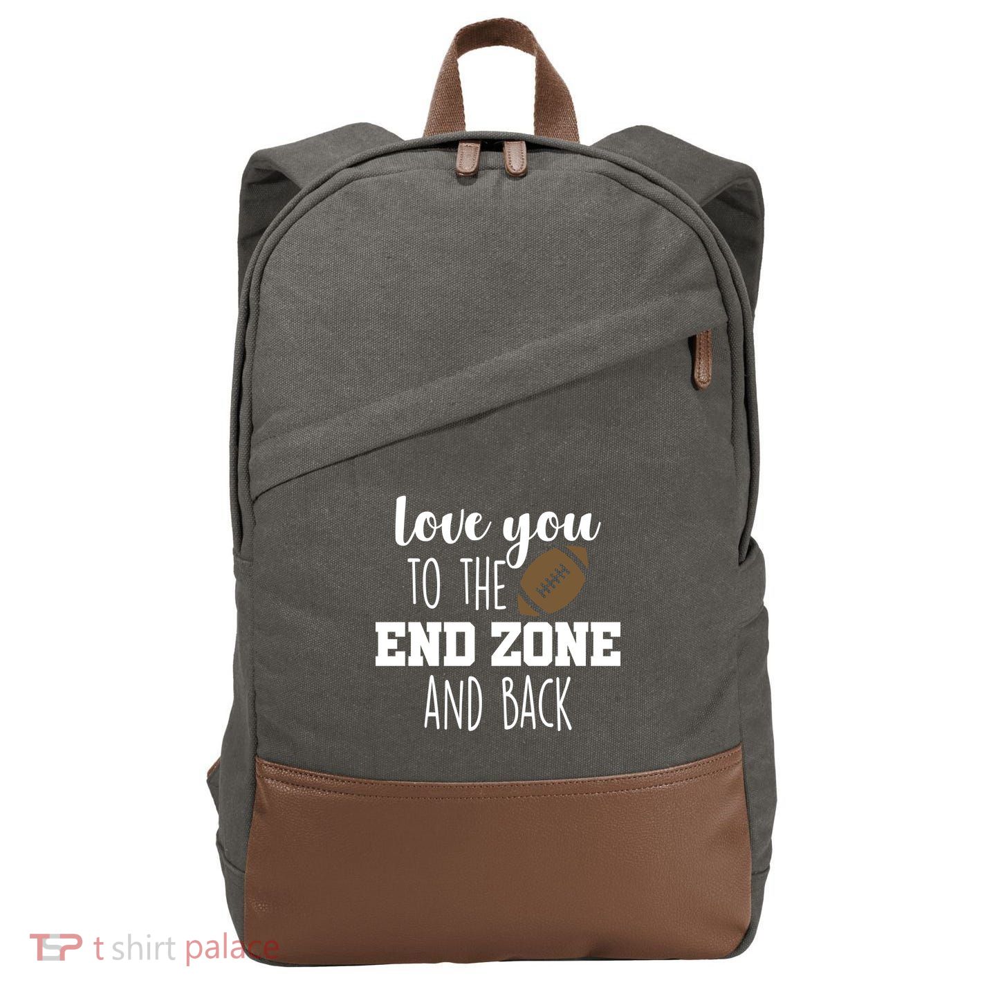 Love You To The End Zone And Back Cotton Canvas Backpack