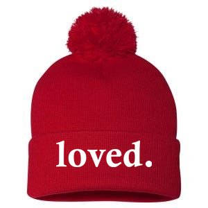 Loved. Valentine's Day Love Classic Logo Pom Pom 12in Knit Beanie