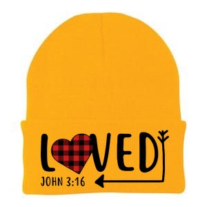 Loved Arrow Heart John 3:16 Knit Cap Winter Beanie