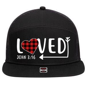 Loved Arrow Heart John 3:16 7 Panel Mesh Trucker Snapback Hat