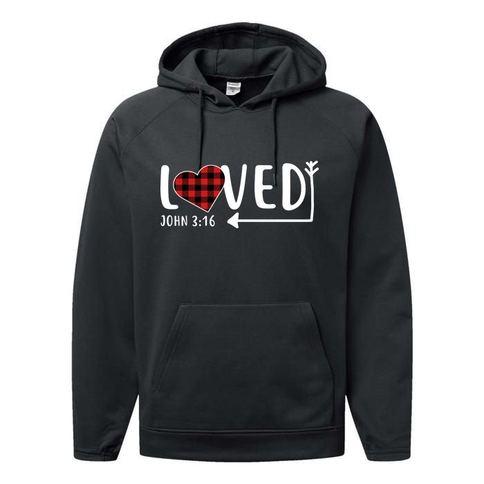 Loved Arrow Heart John 3:16 Performance Fleece Hoodie