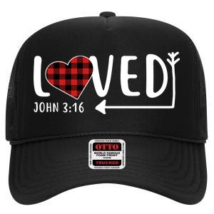 Loved Arrow Heart John 3:16 High Crown Mesh Back Trucker Hat