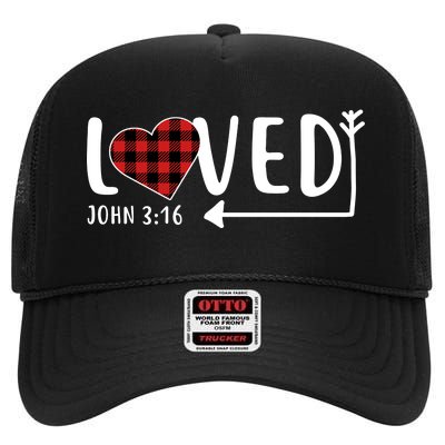 Loved Arrow Heart John 3:16 High Crown Mesh Back Trucker Hat