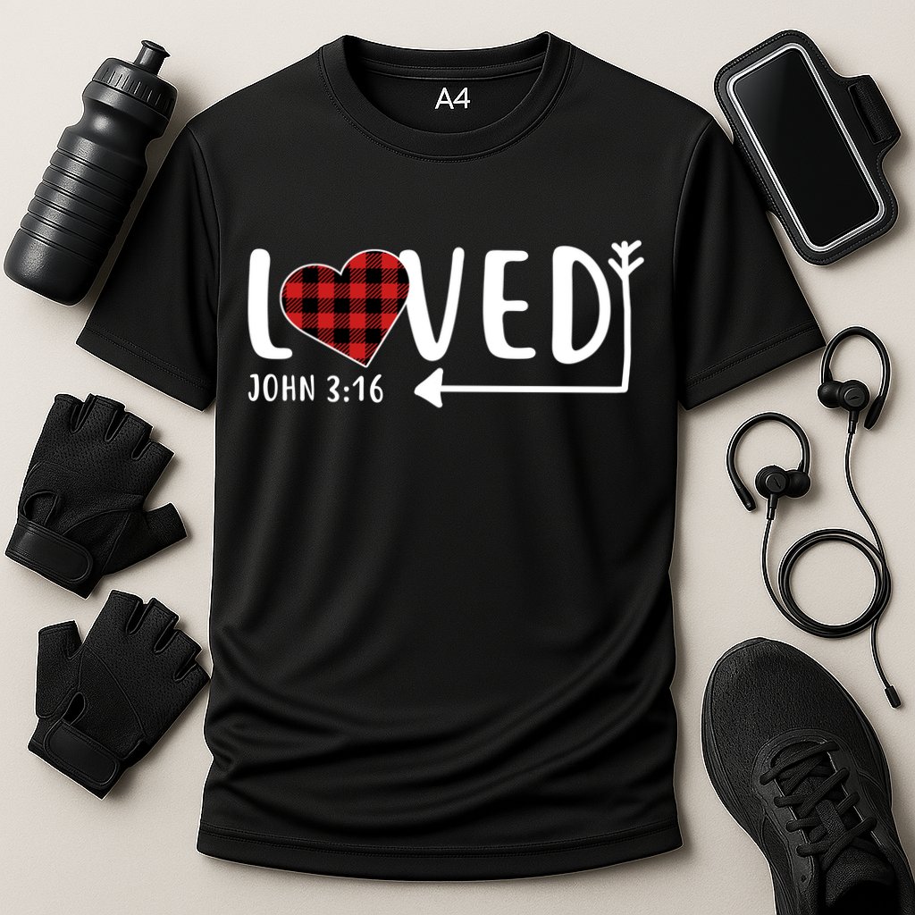 Loved Arrow Heart John 3:16 Cooling Performance Crew T-Shirt