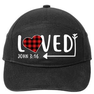 Loved Arrow Heart John 3:16 7-Panel Snapback Hat