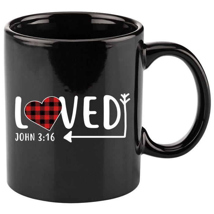 Loved Arrow Heart John 3:16 11oz C Handle Ceramic Mug