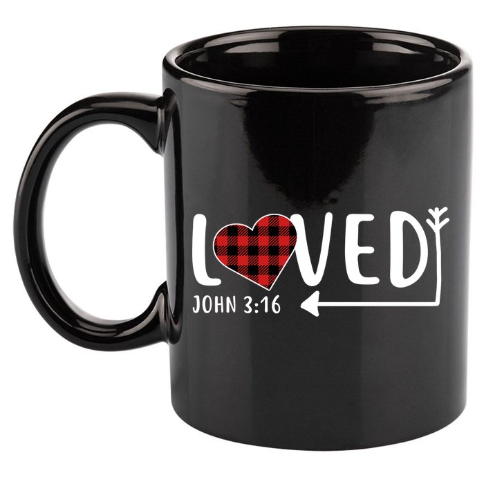 Loved Arrow Heart John 3:16 11oz C Handle Ceramic Mug