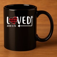 Loved Arrow Heart John 3:16 11oz C Handle Ceramic Mug