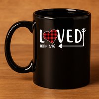 Loved Arrow Heart John 3:16 11oz C Handle Ceramic Mug