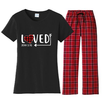 Loved Arrow Heart John 3:16 Women's Flannel Pajama Set